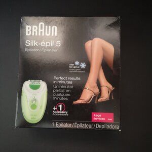 NIP Braun Silk 5 Epilator for Legs Model #5180 with Ice Glove & Pivoting Head